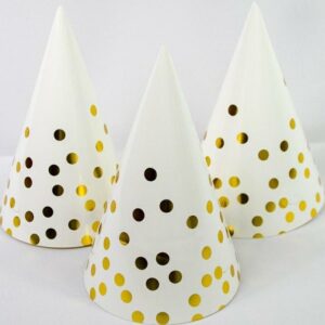 czapeczka papierowa złote kropki – 12 szt.