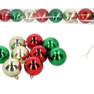 bombka brokatowa z białymi kuleczkami 11 cm