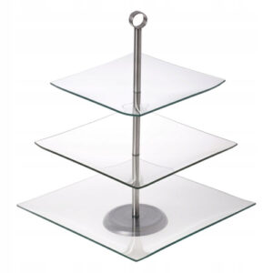 patera 3 poziomowa szklana kwadratowa